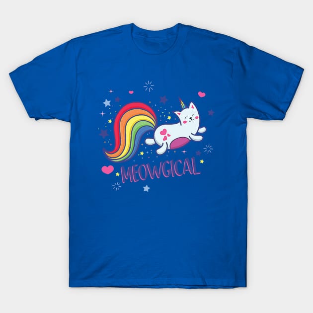 Meowgical Magical Rainbow Kitty Cat Unicorn 1 T-Shirt by EverettButlers